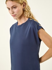 Roman Blue Button Detail Midi Dress - Image 4 of 5