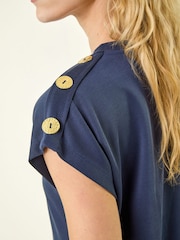 Roman Blue Button Detail Midi Dress - Image 5 of 5