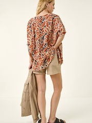 Roman Orange Floral Buttoned Back Top - Image 3 of 5