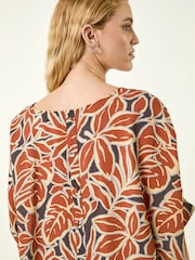 Roman Orange Floral Buttoned Back Top - Image 4 of 5