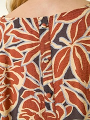 Roman Orange Floral Buttoned Back Top - Image 5 of 5