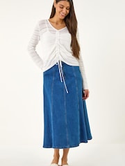 Roman White Sequin Tie Front Knitted Top - Image 1 of 5