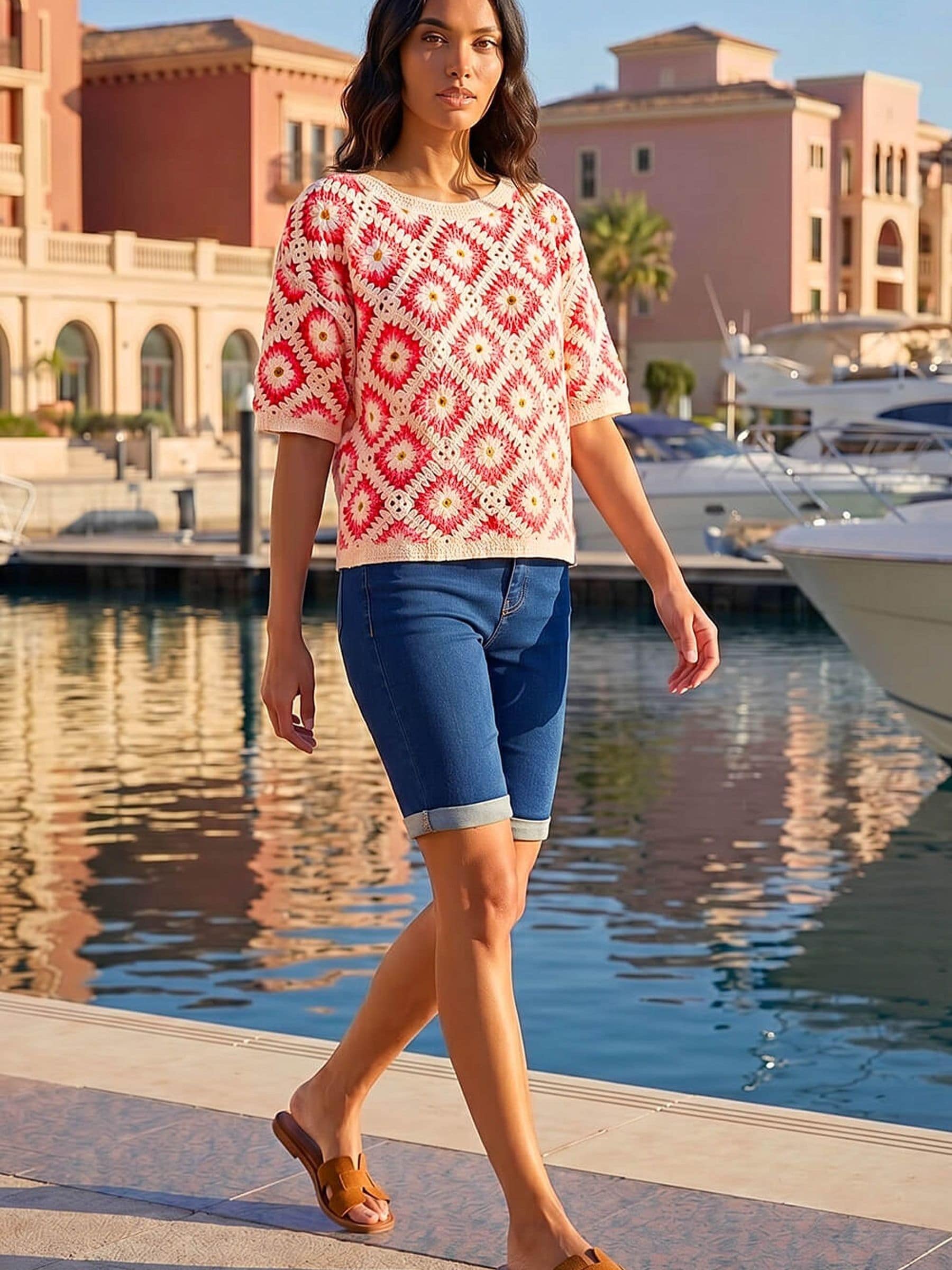 Buy Roman Pink Floral Crochet Knit Top from Next Switzerland