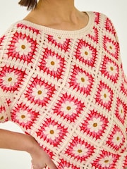 Roman Pink Floral Crochet Knit Top - Image 5 of 5