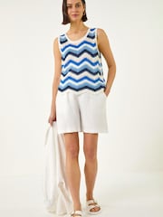 Roman Zig Zag Stripe Crochet Knit Vest - 画像 2 / 5