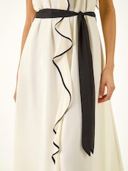 Roman White Frill Contrast Tipped Midi Dress - Image 5 of 6