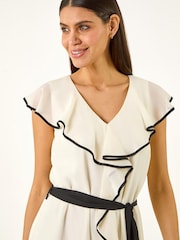Roman White Frill Contrast Tipped Midi Dress - Image 6 of 6