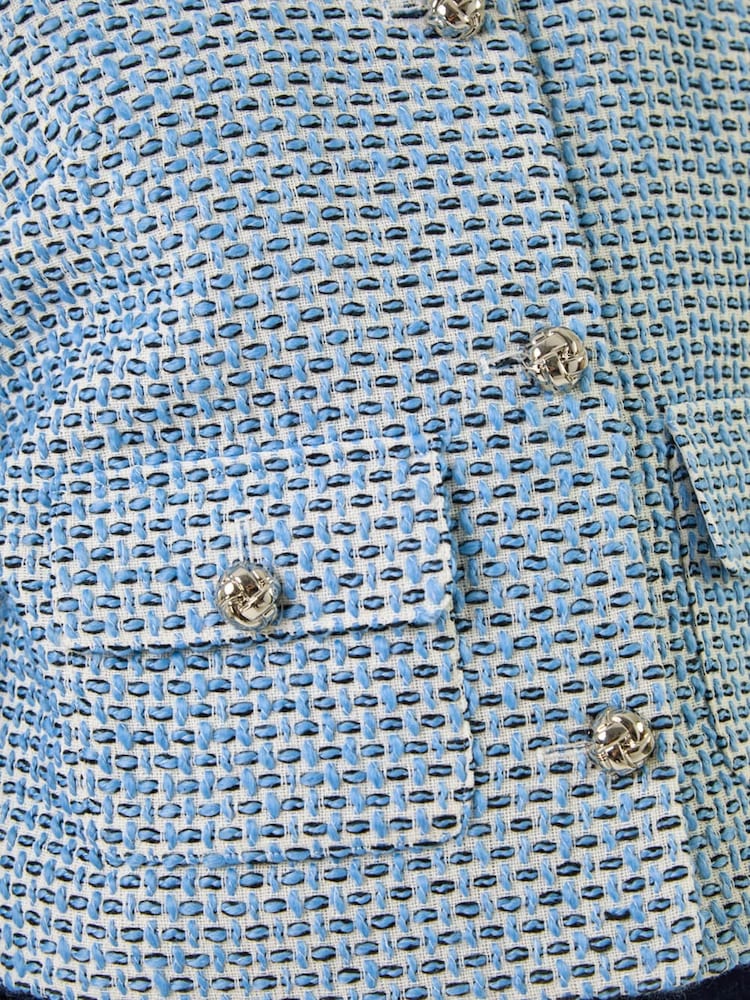 Roman Blue Single Breasted Boucle Jacket - Image 5 of 5