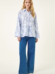 Roman Blue Floral Jacquard Buttoned Shirt - Image 2 of 5