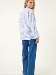 Roman Blue Floral Jacquard Buttoned Shirt - Image 3 of 5