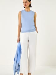 Roman Blue Shimmer Trim Knit Vest - Image 2 of 5