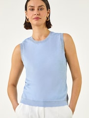 Roman Blue Shimmer Trim Knit Vest - Image 4 of 5