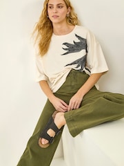 Roman White Oversized Cotton Print Tunic Top - Image 1 of 5