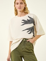 Roman White Oversized Cotton Print Tunic Top - Image 4 of 5