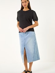 Roman Black Pointelle Knitted Top - Image 2 of 5