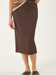 Roman Brown Textured Chevron Stretch Skirt - Image 1 of 5