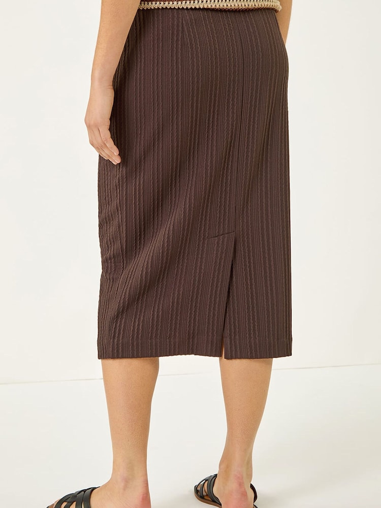 Roman Brown Textured Chevron Stretch Skirt - Image 2 of 5