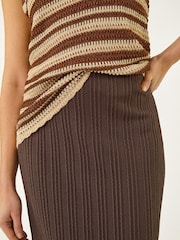 Roman Brown Textured Chevron Stretch Skirt - Image 5 of 5