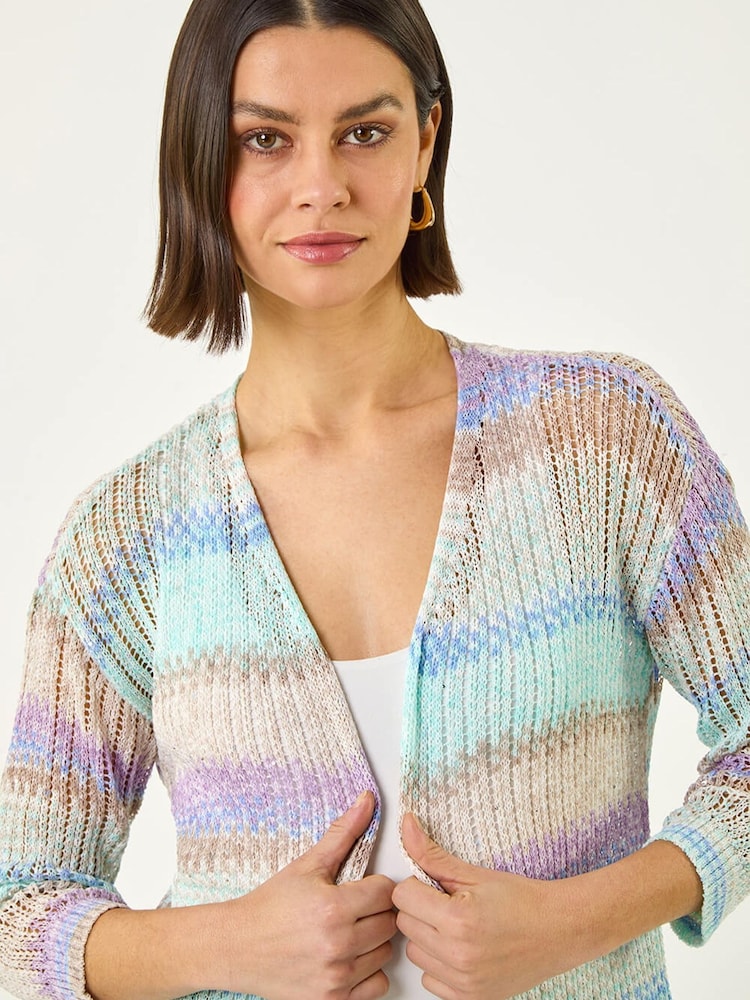 Roman Blue Ombre Longline Knit Cardigan - Image 2 of 5