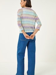 Roman Blue Ombre Longline Knit Cardigan - Image 3 of 5