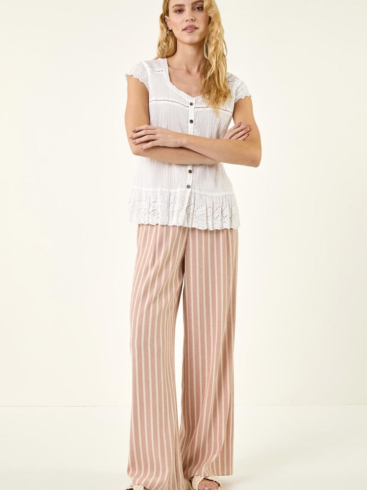 Roman White Broidery Hem Blouse - Image 2 of 5