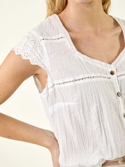 Roman White Broidery Hem Blouse - Image 5 of 5