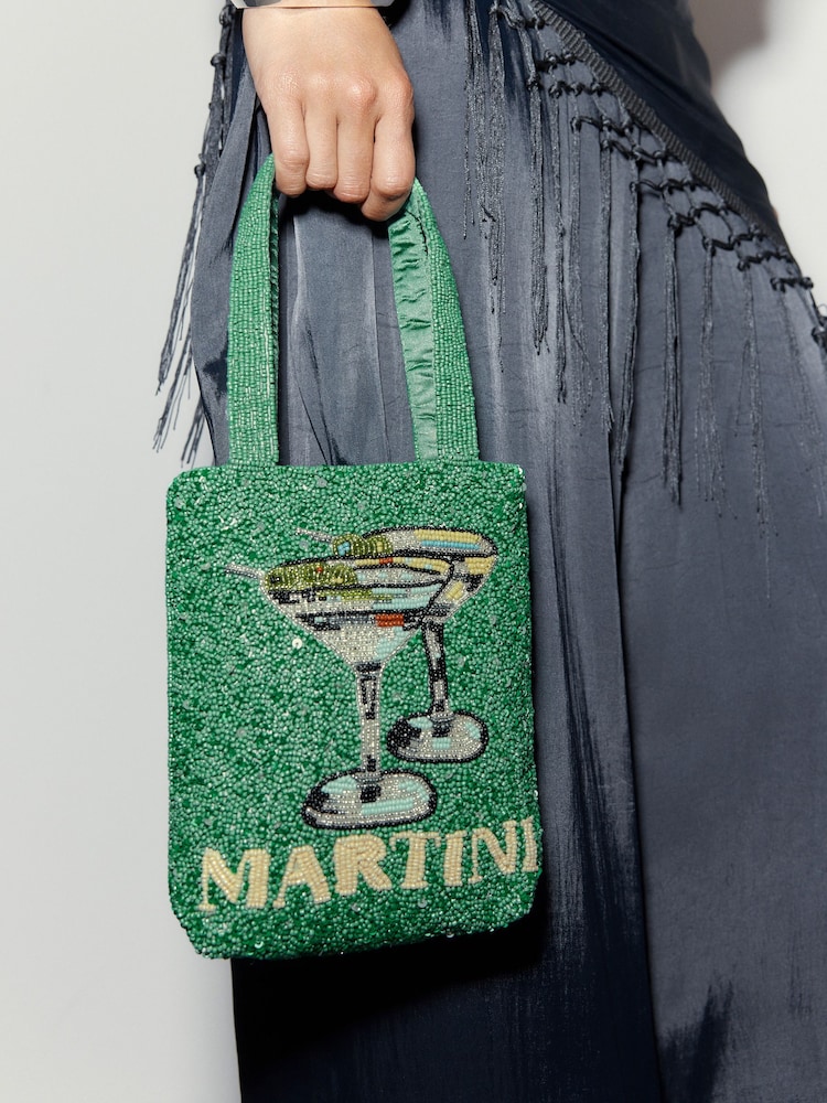 Green Martini Embellished Hand Held Bag - Image 1 of 10