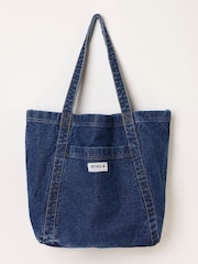 FatFace Denim Dark Blue Astrid Denim Tote Bag - Image 1 of 3