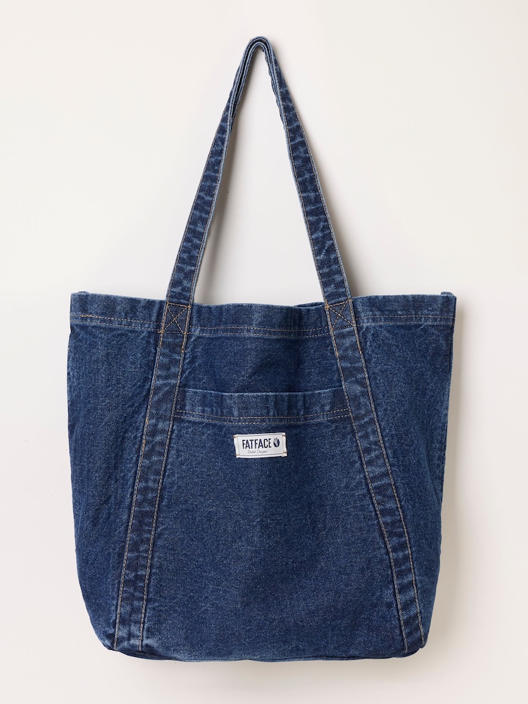 FatFace Denim Dark Blue Astrid Denim Tote Bag - Image 1 of 3