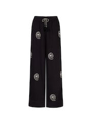 Chelsea Peers Black Cheesecloth Palm Loop Print Trousers - Image 5 of 5