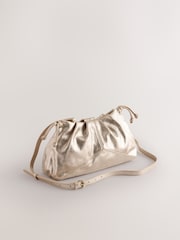 Metallic Suede Ruched Clutch Bag - Image 1 of 5