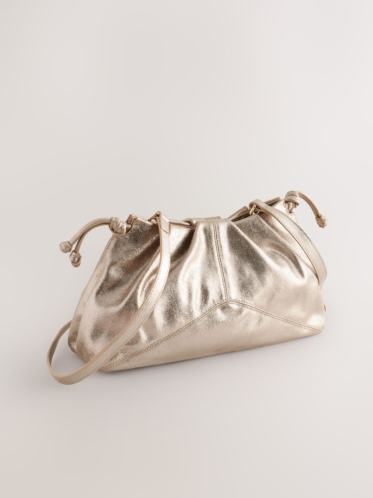 Metallic Suede Ruched Clutch Bag - Image 2 of 5