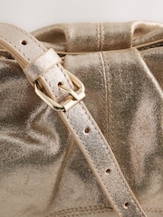 Metallic Suede Ruched Clutch Bag - Image 7 of 9