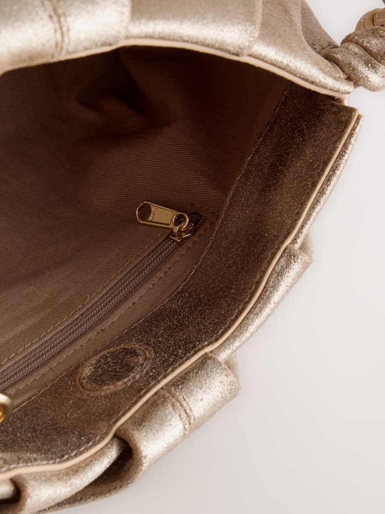 Metallic Suede Ruched Clutch Bag - Image 9 of 9 Metallic Suede Ruched Clutch Bag - Image 9 of 9