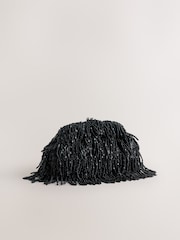 Black Embellished Fringe Clutch Bag - Image 4 of 7