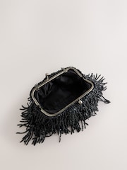 Black Embellished Fringe Clutch Bag - Image 5 of 7