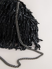 Black Embellished Fringe Clutch Bag - Image 7 of 7