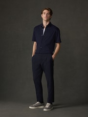 Navy Lurex Stripe Jersey Short Sleeve Shirt - Image 2 of 6