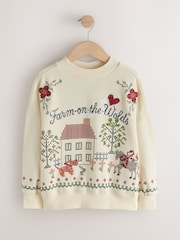 Ecru Embroidered Detail Sweatshirt (3-16yrs) - Image 1 of 4