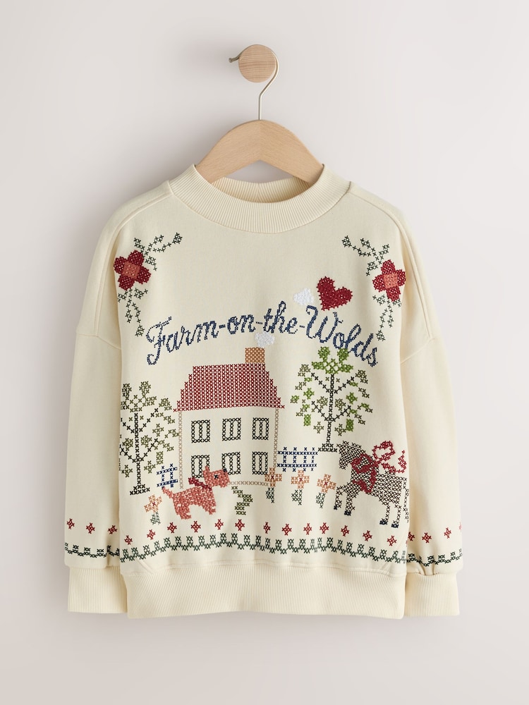 Ecru Embroidered Detail Sweatshirt (3-16yrs) - Image 1 of 4