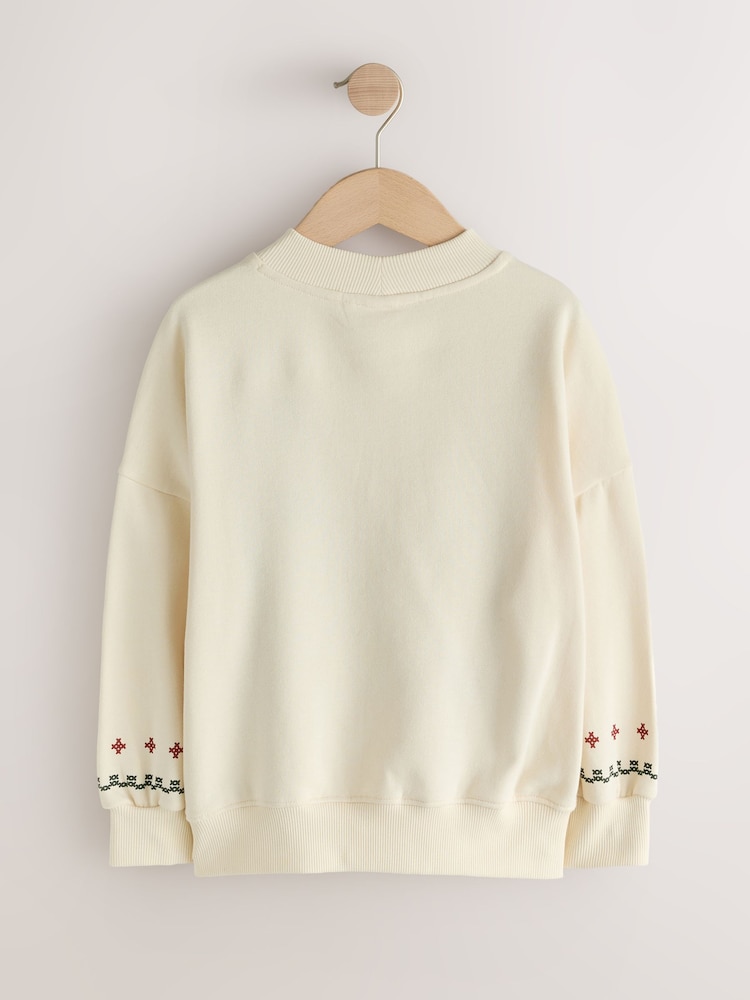 Ecru Embroidered Detail Sweatshirt (3-16yrs) - Image 2 of 4