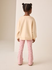 Ecru/Pink Graphic Sweatshirt and Flare Leggings Set (3-16yrs) - Image 3 of 4