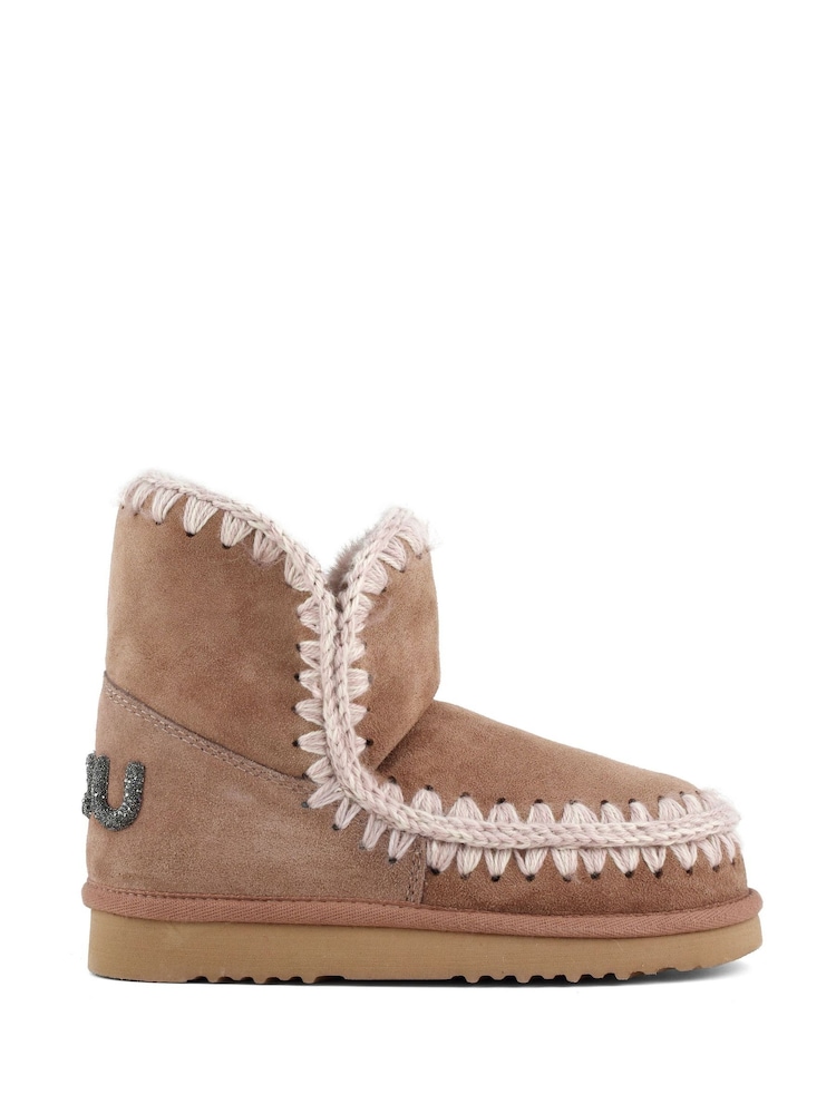 Mou Brown Eskimo 18 Sheepskin Lined Suede Glitter Logo Boots - Image 1 of 5 Mou Brown Eskimo 18 Sheepskin Lined Suede Glitter Logo Boots - Image 1 of 5