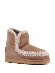 Mou Brown Eskimo 18 Sheepskin Lined Suede Glitter Logo Boots - Image 3 of 5