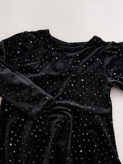 Black Long Sleeve Velvet Sparkle Dress (3-16yrs) - Image 7 of 8