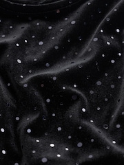 Black Long Sleeve Velvet Sparkle Dress (3-16yrs) - Image 8 of 8