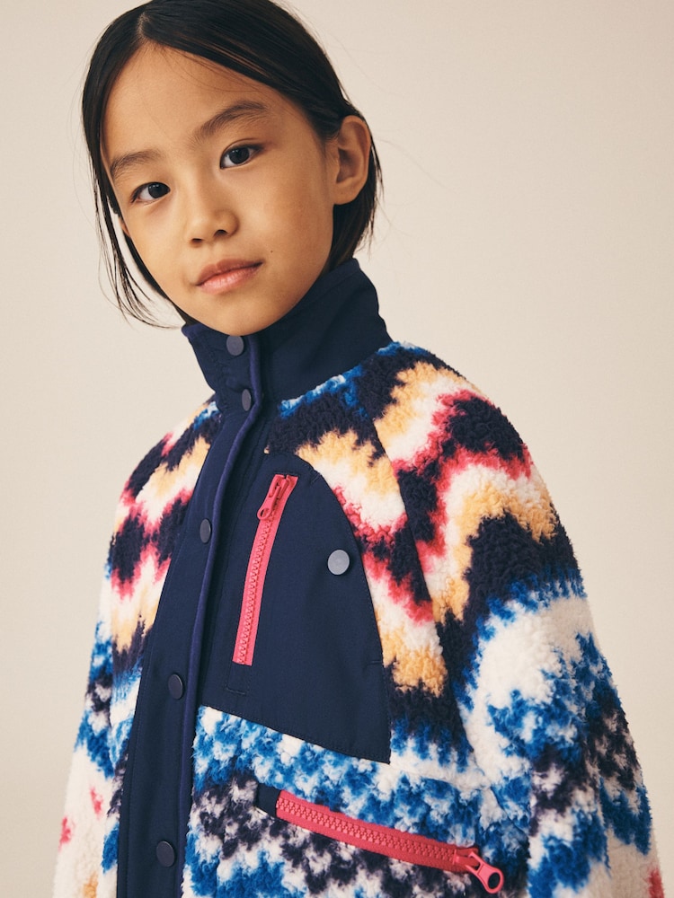 Multi Fairisle Button Up Borg Jacket (3-16yrs) - Image 5 of 5 Multi Fairisle Button Up Borg Jacket (3-16yrs) - Image 5 of 5
