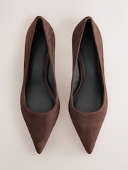 Chocolate Brown Forever Comfort® Leather Lined Mid Court Heels - Image 2 of 5
