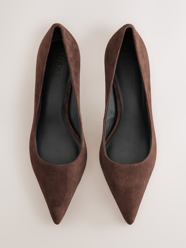 Chocolate Brown Forever Comfort® Leather Lined Mid Court Heels - Image 2 of 5 Chocolate Brown Forever Comfort® Leather Lined Mid Court Heels - Image 2 of 5