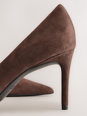 Chocolate Brown Forever Comfort® Leather Lined Mid Court Heels - Image 3 of 5
